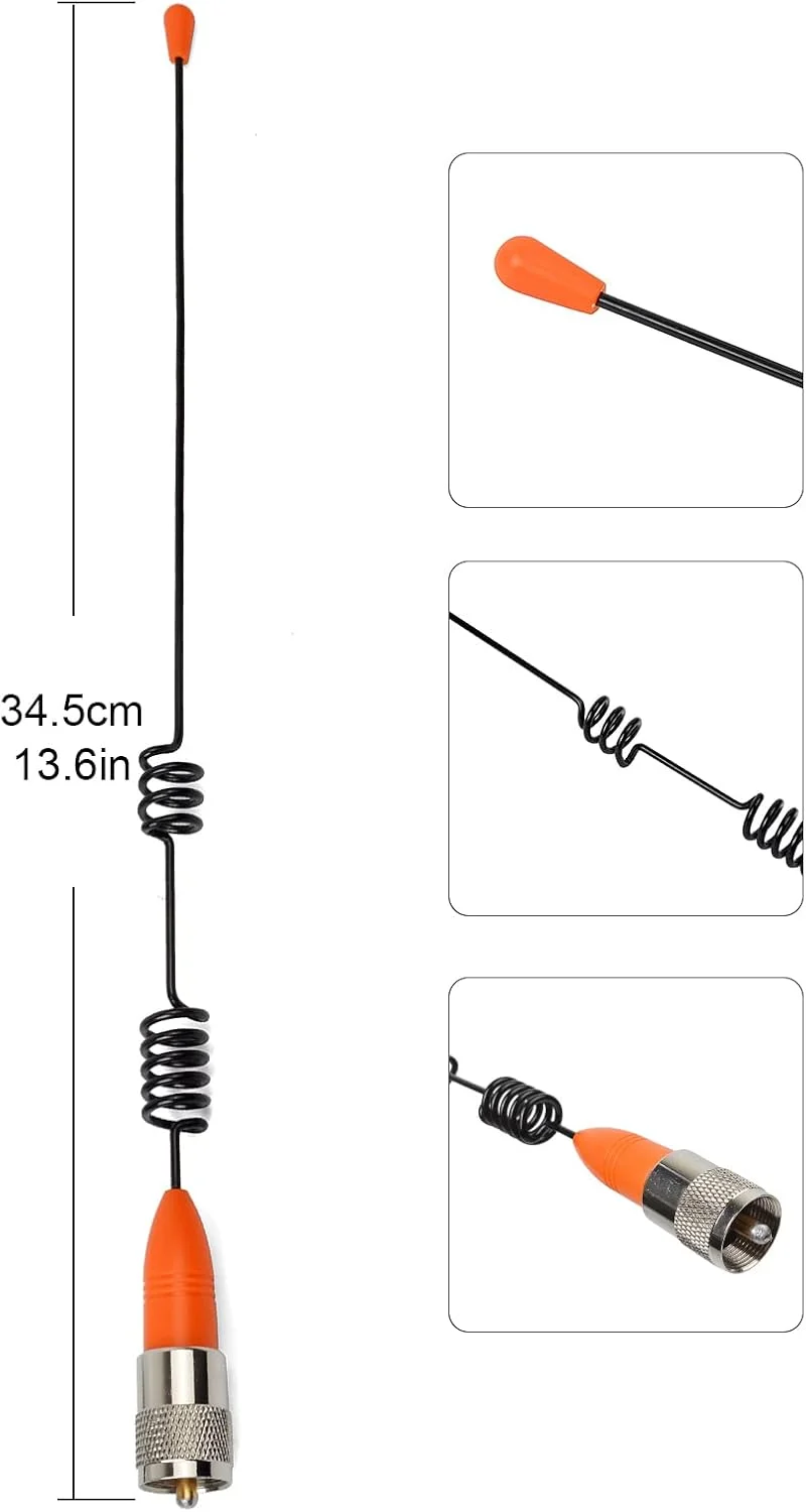 آنتن دریایی VHF مدل HYS با فرکانس 163-156 مگاهرتز به همراه براکت و کابل 5 متری RG58 سازگار با رادیوهای دریایی خودرویی VHF برای قایق تفریحی، کشتی کروز، کامیون و موتورخانه (نارنجی)