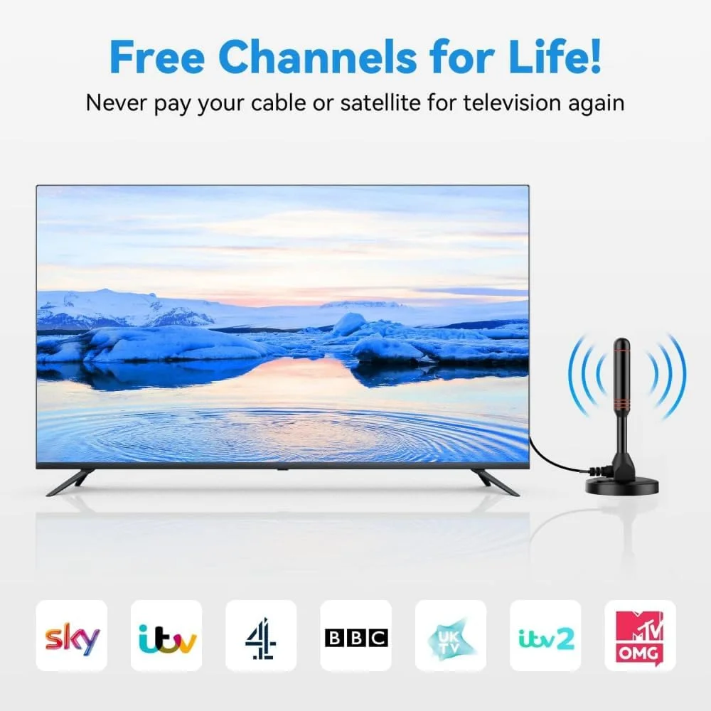 آنتن تلویزیون با بهره بالا HALOULENI، آنتن تلویزیون قابل حمل داخلی/خارجی DVB-T DVB-T2 DAB، آنتن تلویزیون دیجیتال، آنتن دیجیتال داخلی/خارجی HD Freeview برای تلویزیون هوشمند، نصب آسان