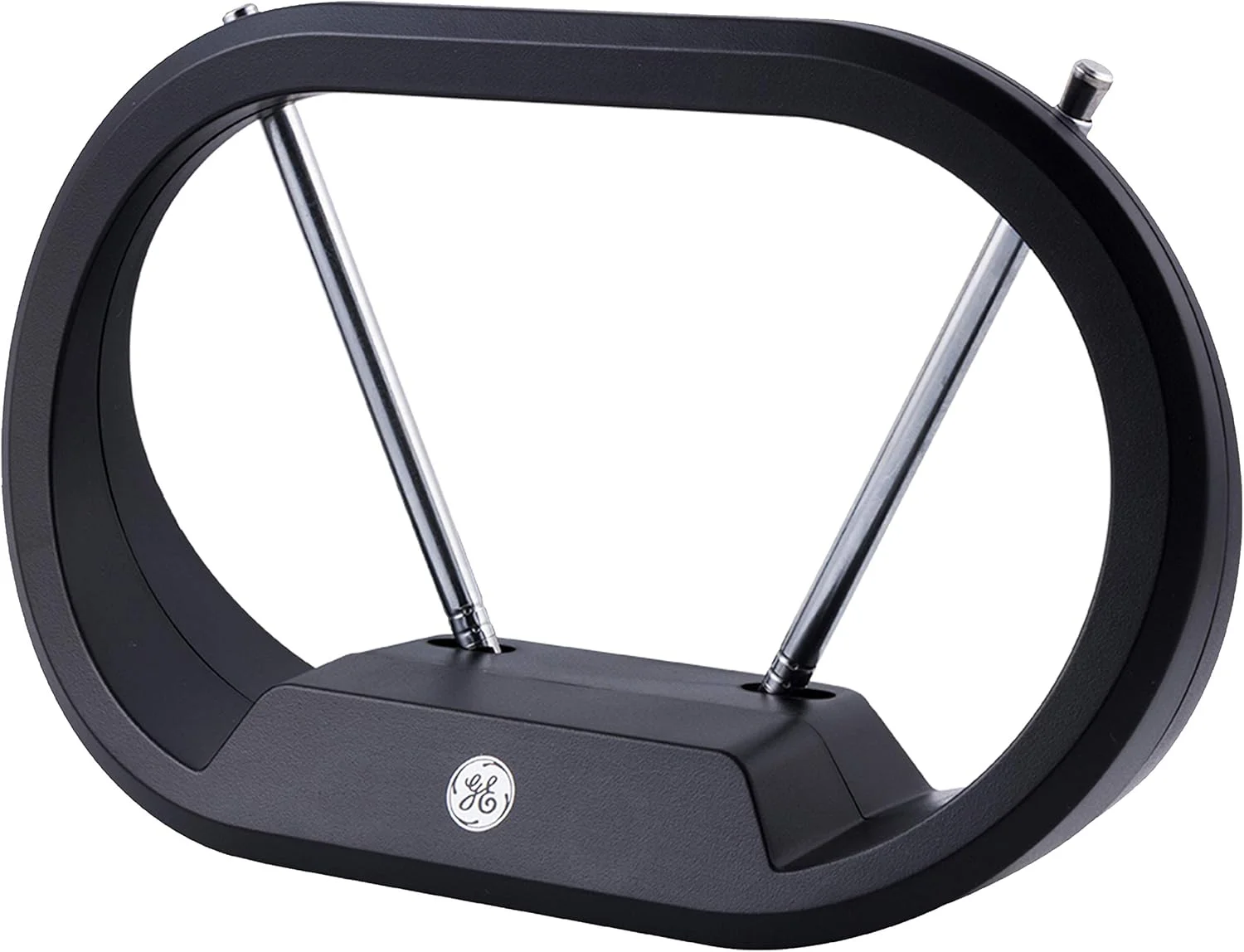 آنتن تلویزیون داخلی GE مدل Modern Loop با گوش های خرگوشی، دوقطبی های قابل گسترش 15 اینچی، 4K 1080P VHF UHF، آنتن رومیزی، آنتن دیجیتال HDTV، سازگار با تلویزیون هوشمند، کابل کواکسیال 4 فوتی، مشکی، 33675