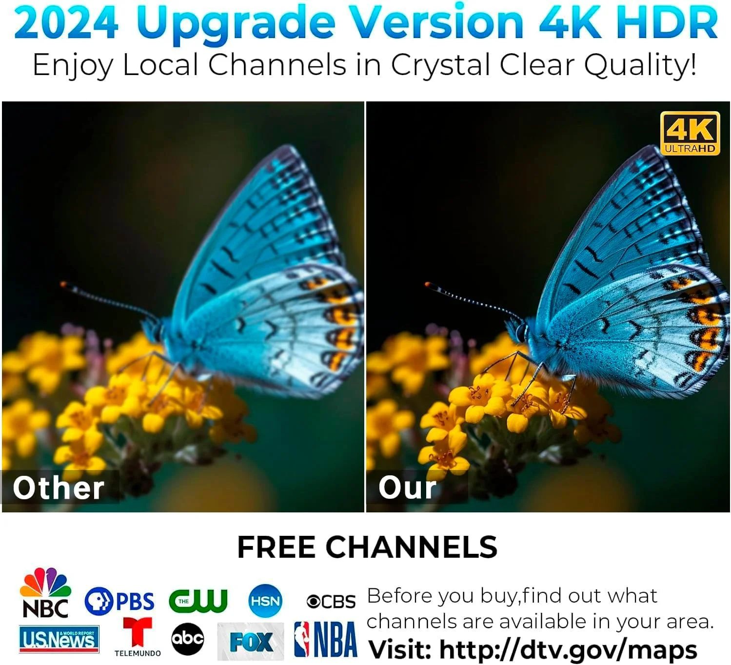 آنتن تلویزیون Sarhogy برای تلویزیون هوشمند داخلی/خارجی، آنتن HD برای تلویزیون پشتیبانی از 4K 1080P برای همه تلویزیون ها با تقویت کننده سیگنال، متوسط، مشکی