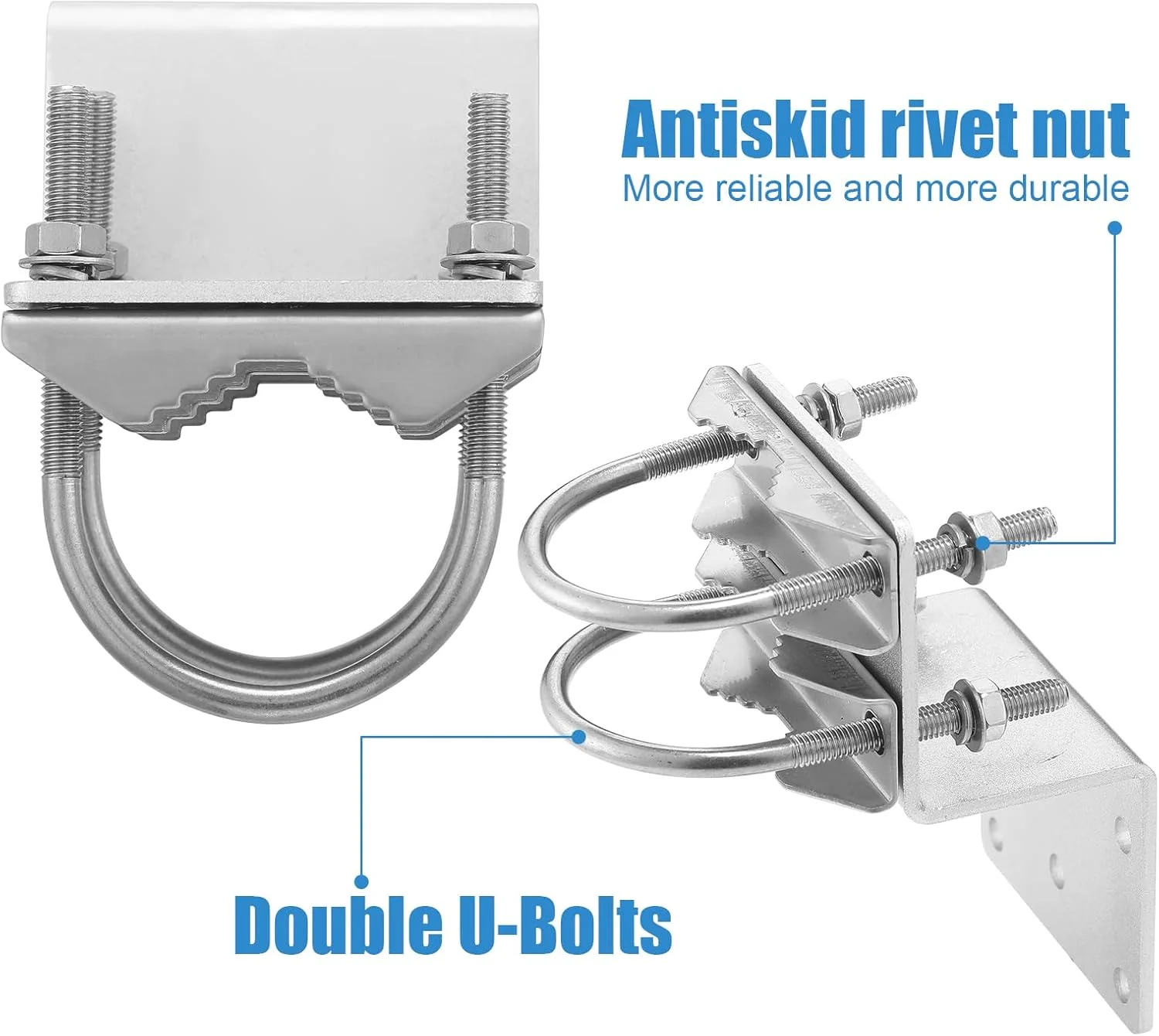 مجموعه 2 عددی پایه نگهدارنده آنتن فنی Yaocom برای آنتن های فضای باز با پیچ های دوتایی U، پایه آنتن با قطر خارجی 1 1/4 اینچ، طول 15 3/4 اینچ