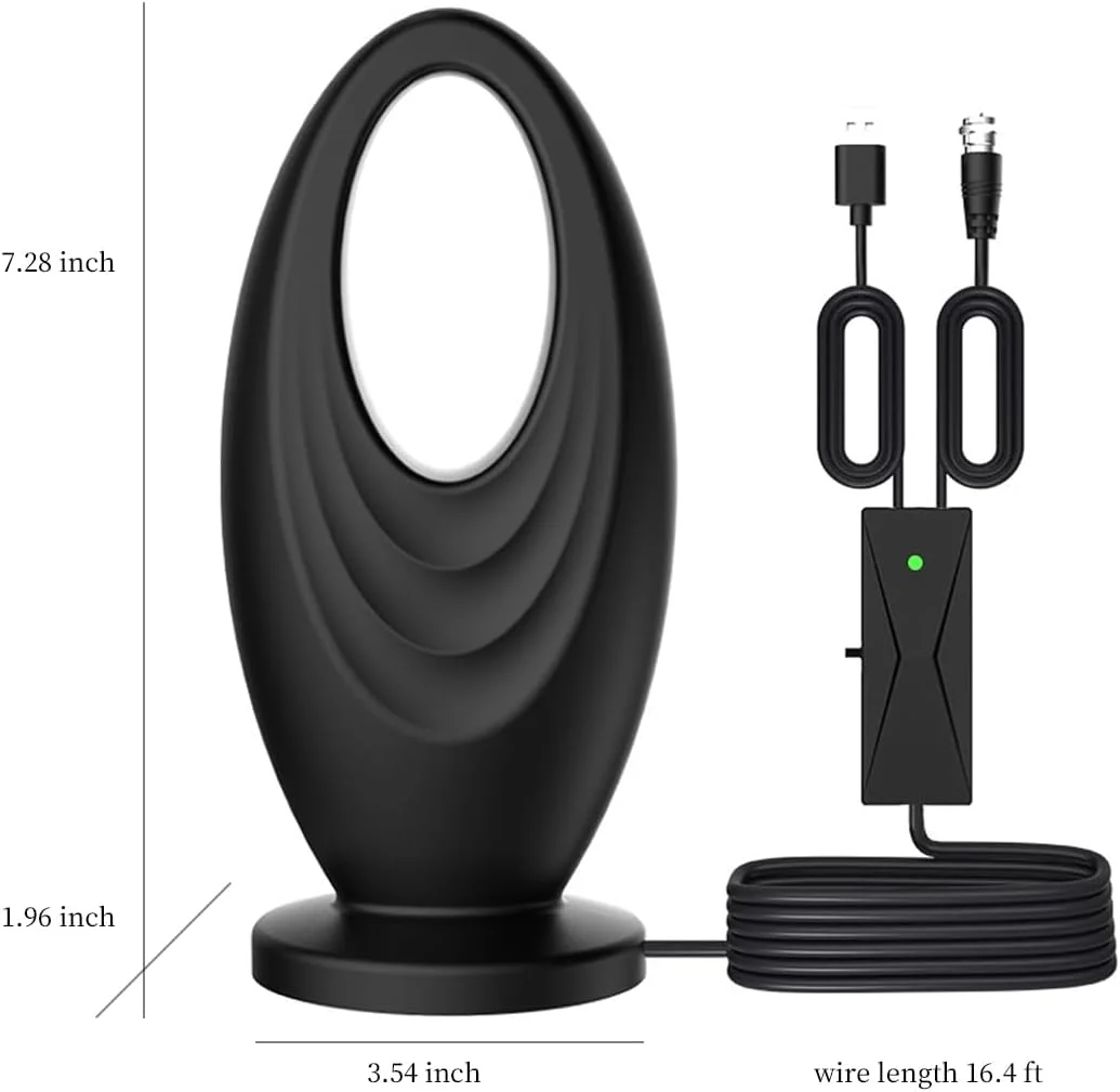 آنتن تلویزیون 2025 داخلی/خارجی VHF UHF دیجیتال برای تلویزیون هوشمند، ضد آب 2200 مایل برای کانال های محلی با تقویت کننده دریافت 360 درجه پشتیبانی از 4K 1080p HDTV - کابل 16 فوتی