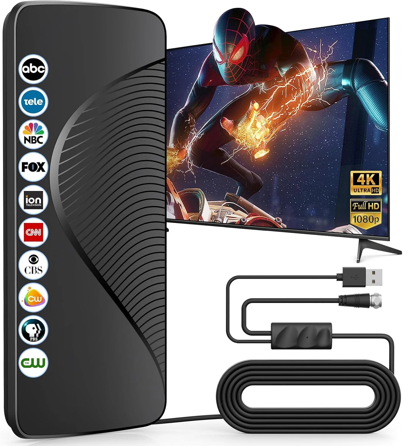 آنتن تلویزیون ارتقا یافته 2025 برای تلویزیون هوشمند، برد 1600+ مایل، آنتن دیجیتال داخلی/خارجی برای کانال های محلی، پشتیبانی از HD 4K، تقویت کننده سیگنال تقویت شده، دریافت واضح برای تلویزیون های 1080p 4K آنتن تلویزیون ارتقا یافته 2025 برای تلویزیون هوشمند، برد 1600+ مایل، آنتن دیجیتال داخلی/خارجی برای کانال های محلی، پشتیبانی از HD 4K، تقویت کننده سیگنال تقویت شده، دریافت واضح برای تلویزیون های 1080p 4K