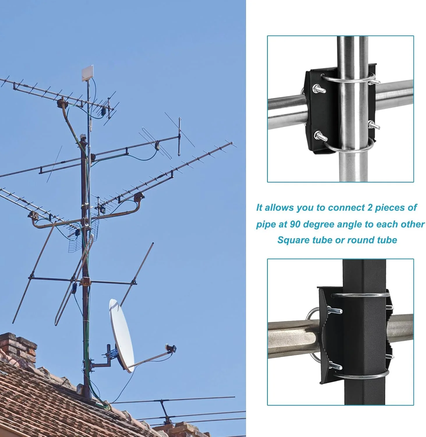 کیت براکت متقاطع دکل آنتن VANROUG با صفحه زاویه راست سنگین و سخت افزار نصب پیچ U، سخت افزار نصب میله آنتن سنگین برای آنتن تلویزیون فضای باز، چتر پاسیو کیت براکت متقاطع دکل آنتن VANROUG با صفحه زاویه راست سنگین و سخت افزار نصب پیچ U، سخت افزار نصب میله آنتن سنگین برای آنتن تلویزیون فضای باز، چتر پاسیو