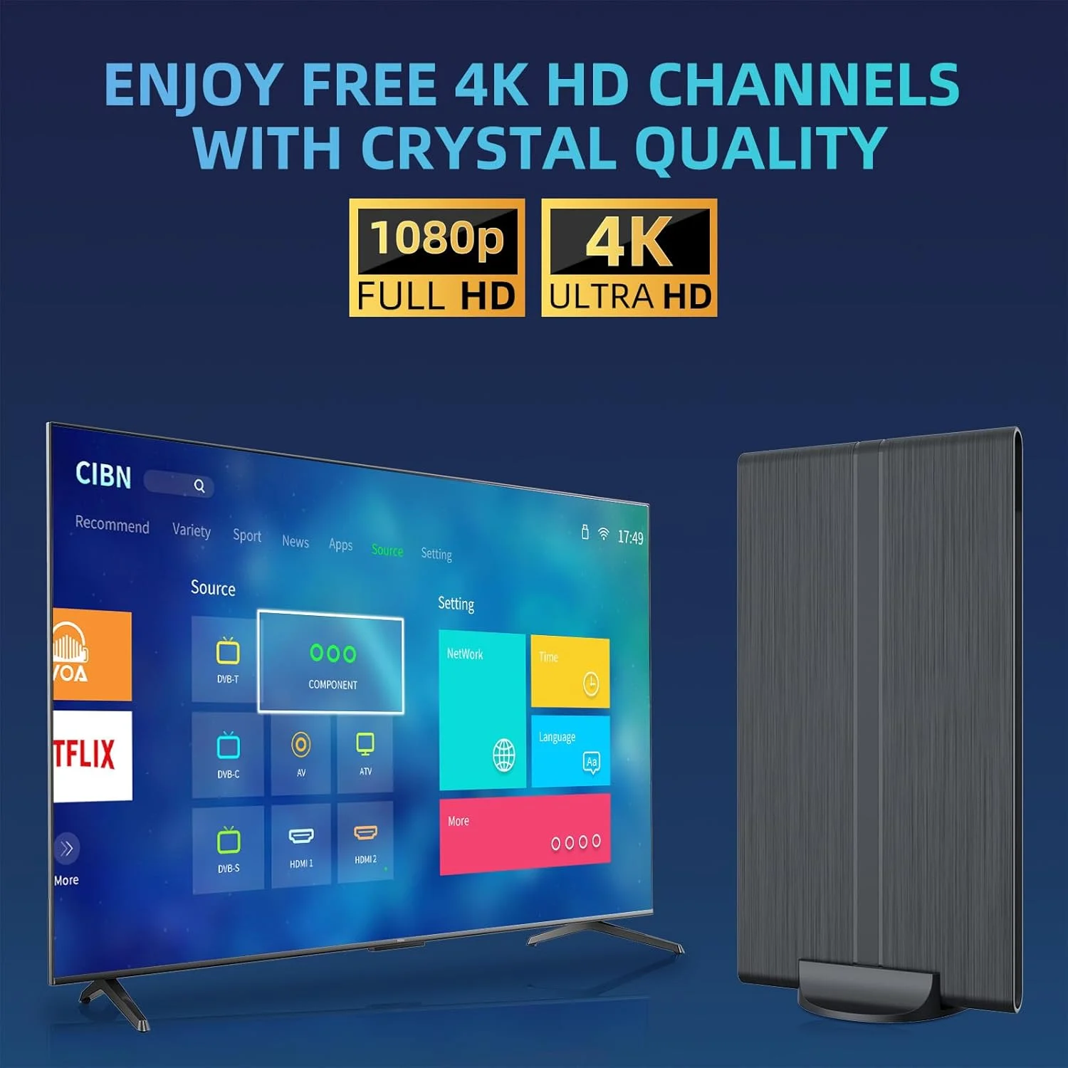 آنتن تلویزیون VANBAR، تلویزیون هوشمند داخلی/خارجی با کابل کواکسیال 33 فوتی HDTV، 4K 1080P، دیجیتال، برد 350+ مایل، پشتیبانی از 100+ کانال آنتن تلویزیون VANBAR، تلویزیون هوشمند داخلی/خارجی با کابل کواکسیال 33 فوتی HDTV، 4K 1080P، دیجیتال، برد 350+ مایل، پشتیبانی از 100+ کانال