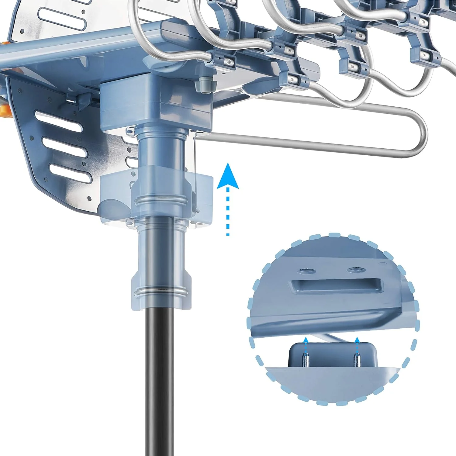 آنتن HDTV بیرونی تقویت شده دیجیتال WA-2608 مدل 2021 به همراه کابل کواکسیال RG6 به طول 60 فوت با قابلیت چرخش از راه دور بی سیم و برد 150 مایل