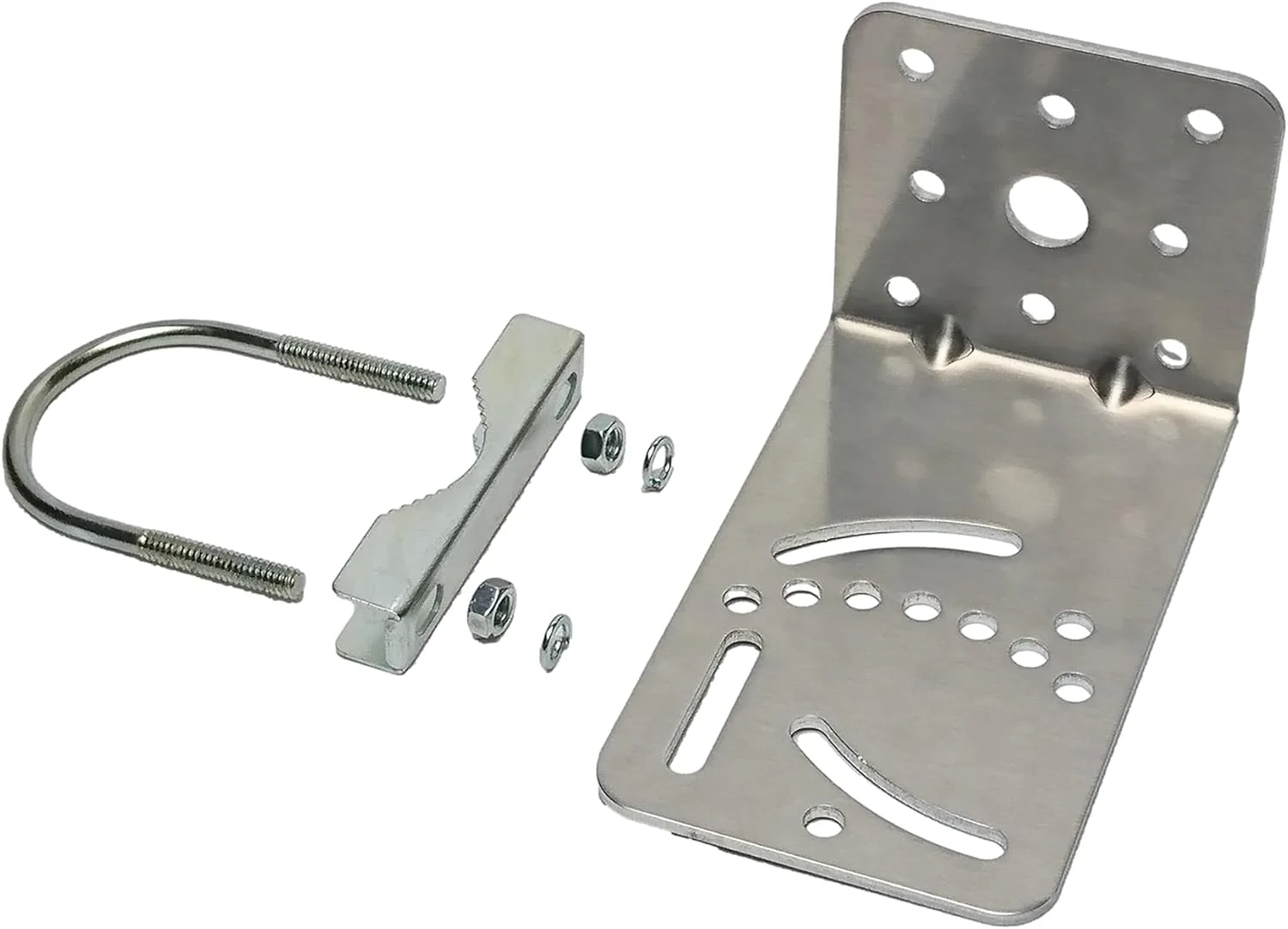 پایه نصب آنتن UngSung با بست گیره میله آنتن به همراه فک V شکل و پیچ U قابل تنظیم برای نصب میله آنتن در فضای باز روی دیوار یا سقف ساختمان (پایه آلومینیومی) پایه نصب آنتن UngSung با بست گیره میله آنتن به همراه فک V شکل و پیچ U قابل تنظیم برای نصب میله آنتن در فضای باز روی دیوار یا سقف ساختمان (پایه آلومینیومی)