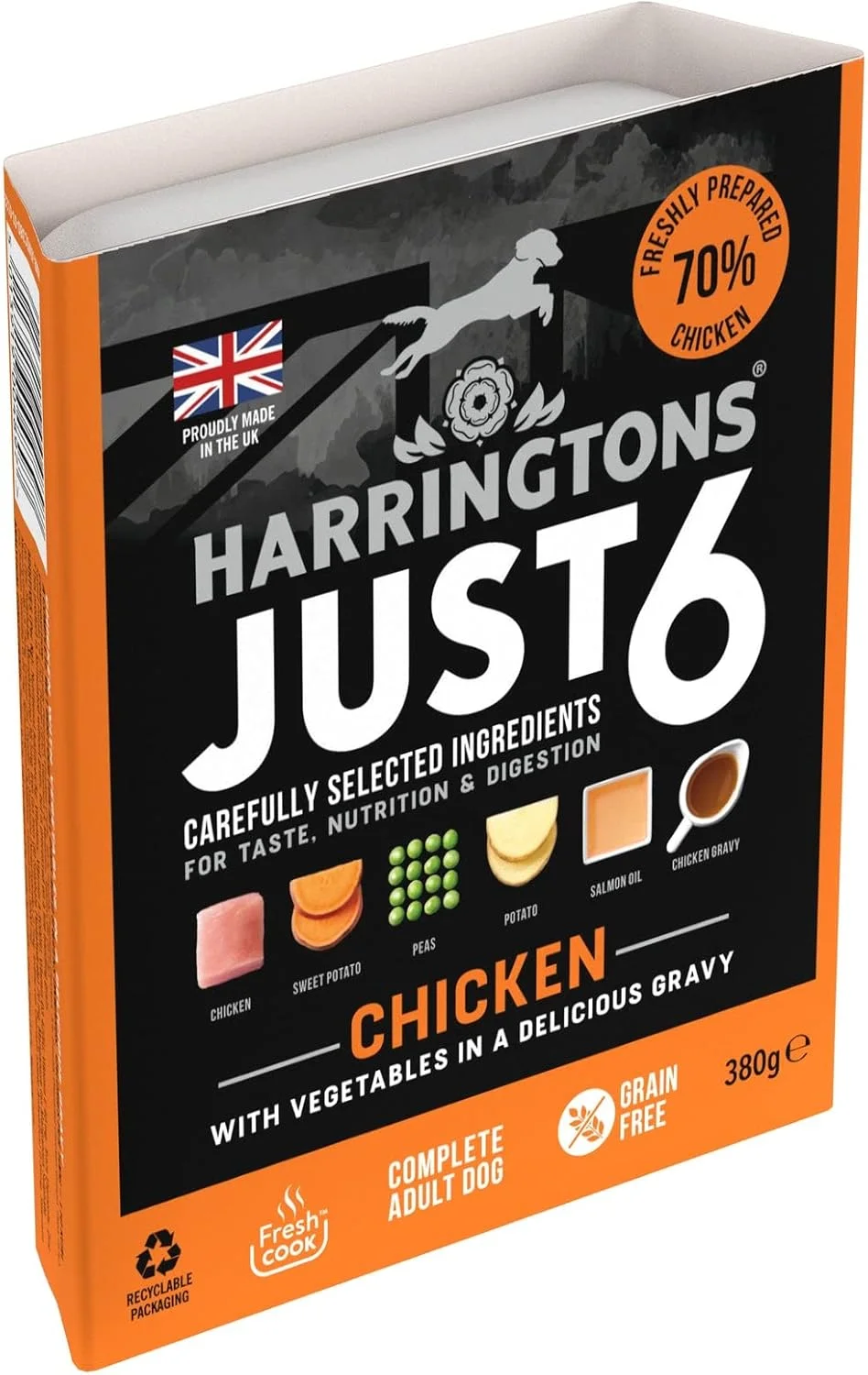 غذای مرطوب سگ بدون غلات با طعم مرغ هرینگتونز، 380 گرم