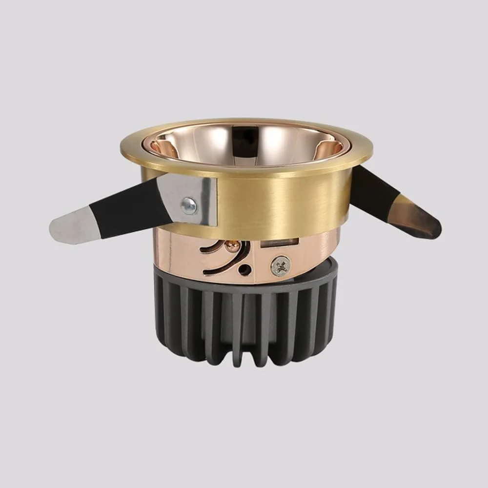 چراغ های سقفی توکار ZZZHS، چراغ های LED پایین تاب 3.3 اینچی، نور قابل تنظیم 30 درجه، نورافکن آلومینیومی برنجی لوکس با زاویه پرتو 24 درجه (رنگ: نور خنثی 4000k)