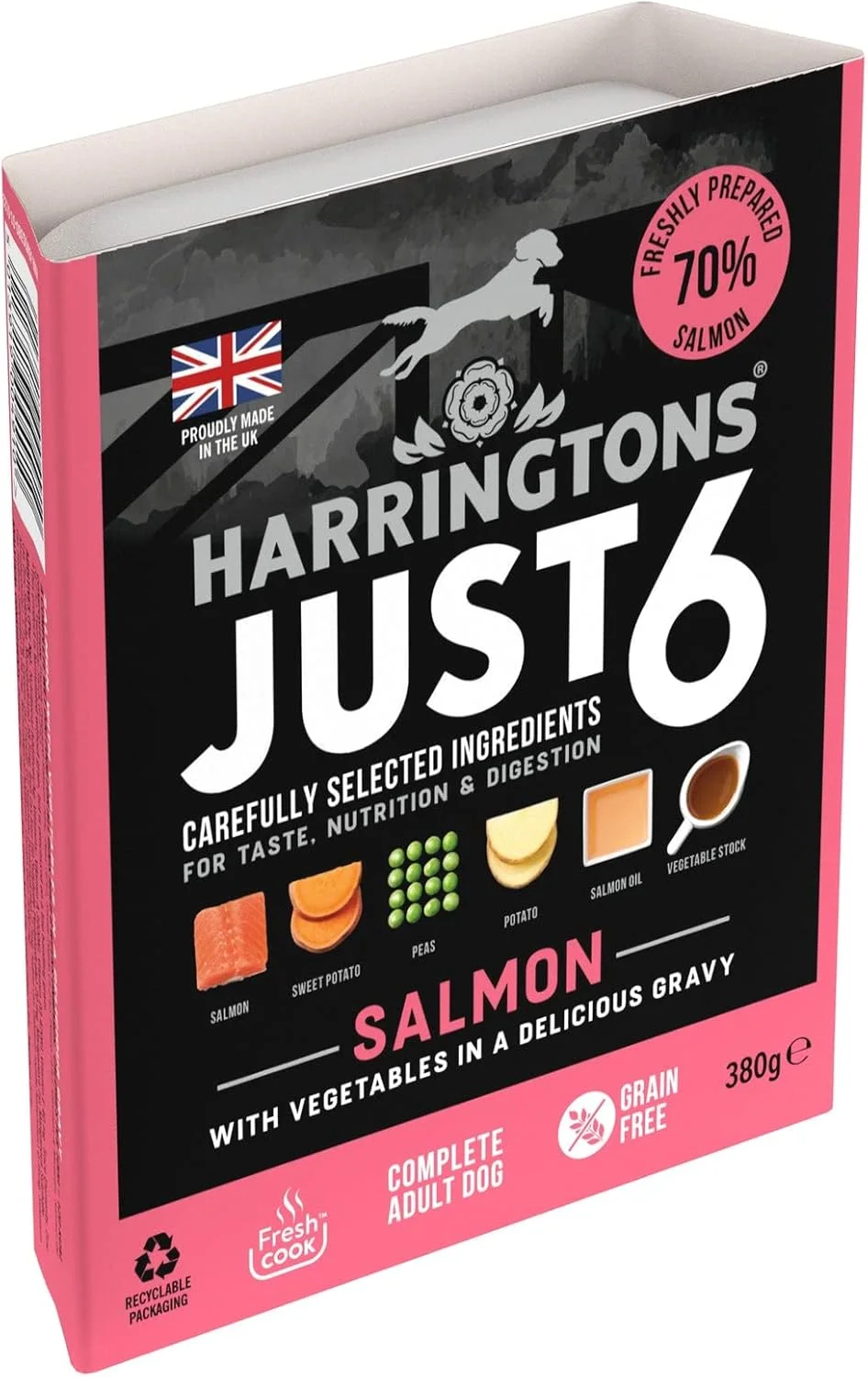 غذای مرطوب سگ بدون غلات با طعم ماهی سالمون هرینگتونز - فقط 6 ماده غذای مرطوب سگ بدون غلات با طعم ماهی سالمون هرینگتونز - فقط 6 ماده