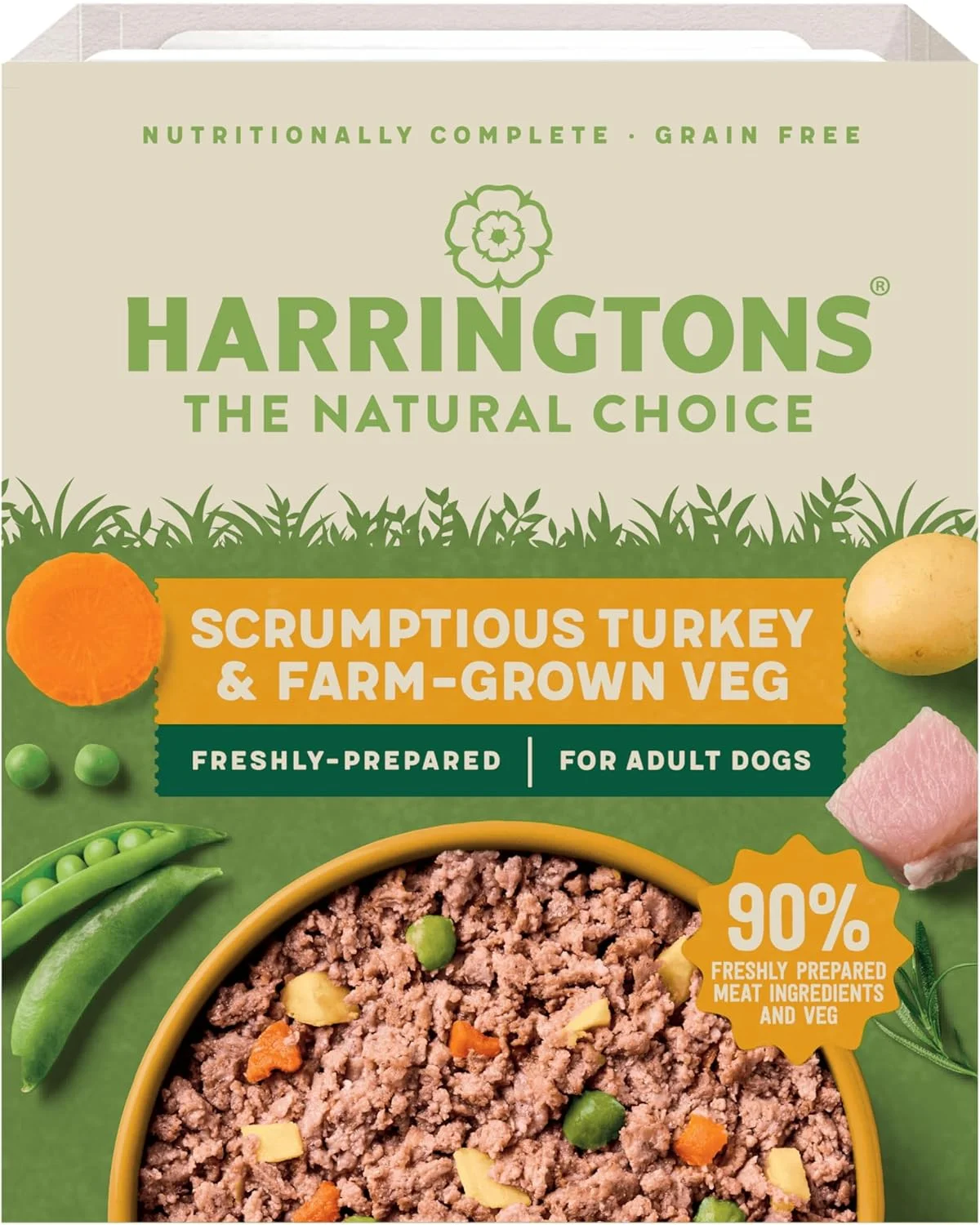 غذای سگ بالغ بدون غلات و ضد حساسیت هارینگتونز با طعم بوقلمون و سیب زمینی 8x400 گرم - تهیه شده با مواد کاملا طبیعی