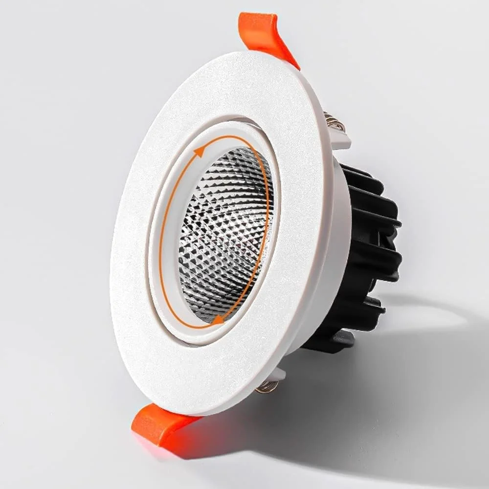 چراغ های سقفی توکار ZZZHS، چراغ LED با قابلیت تنظیم 30 درجه، 5 وات، نورافکن PVC سفید، نور پایین آلومینیومی، نورافکن 25 درجه، چراغ های LED (رنگ: نور گرم)