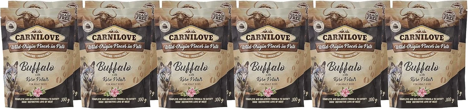 غذای مرطوب سگ بالغ کارنیلاو با طعم بوفالو و گل رز (پوچ) 12x300 گرم
