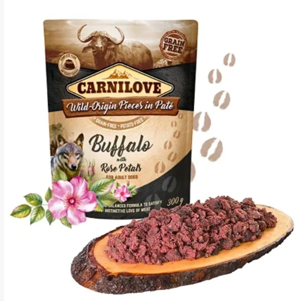 غذای مرطوب سگ بالغ کارنیلاو با طعم بوفالو و گل رز - 300 گرم