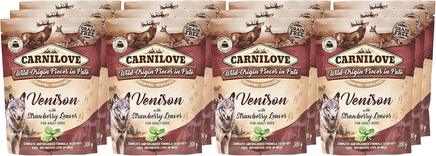 غذای مرطوب سگ بالغ کارنیلاو گوشت گوزن با برگ توت فرنگی 12x300 گرم