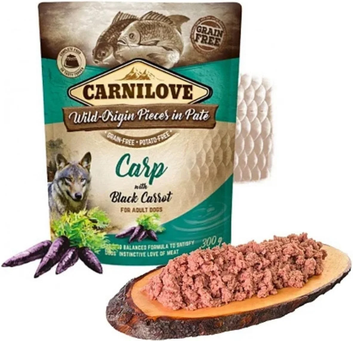 غذای مرطوب سگ بالغ کارنیلاو با طعم کپور و هویج سیاه - 300 گرم