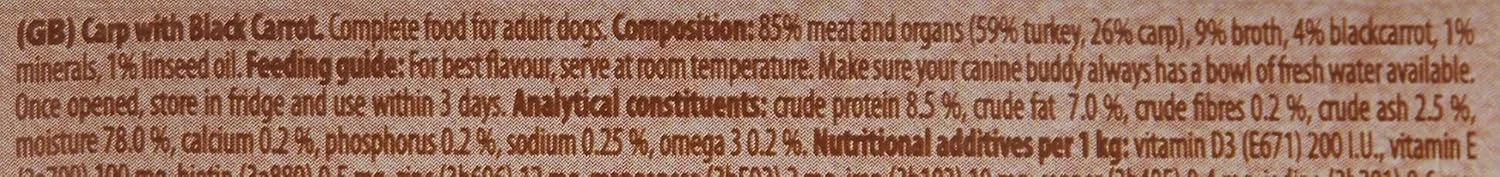 کارنیلو ماهی کپور با هویج سیاه برای سگ های بالغ (پوچ غذای مرطوب) 12X300 گرم