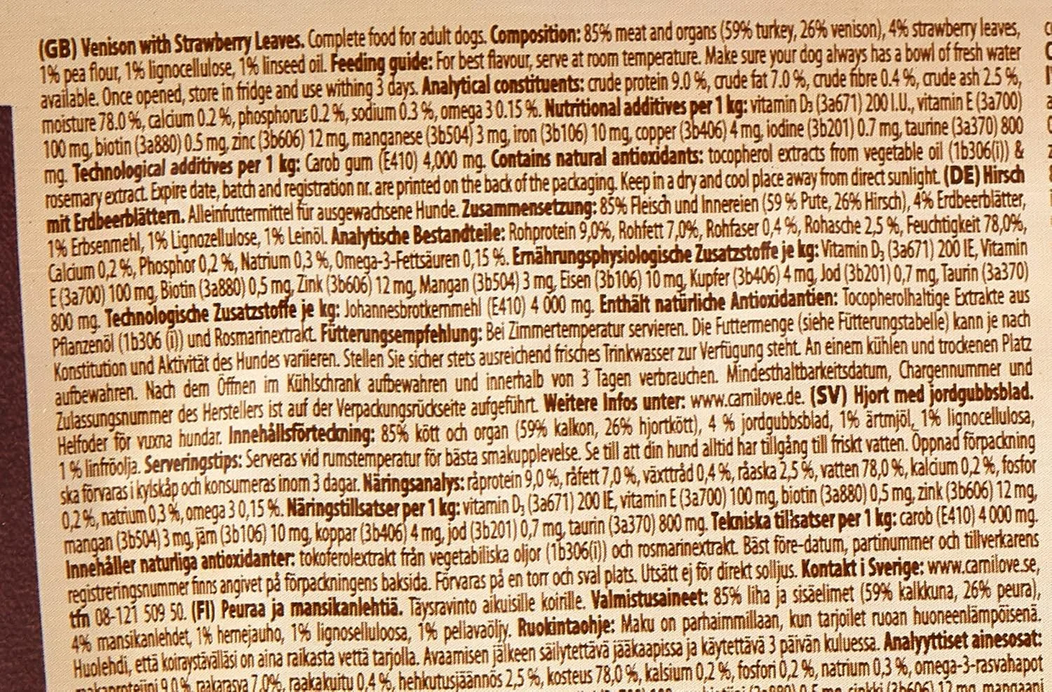 غذای مرطوب سگ بالغ کارنیلاو گوشت گوزن با برگ توت فرنگی 12x300 گرم