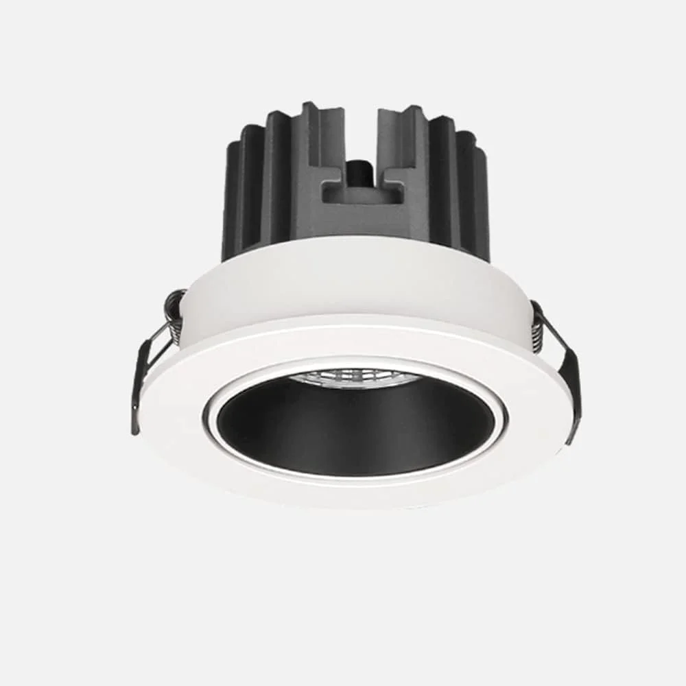 چراغ های سقفی ZZZHS، چراغ پایین‌تاب 7 وات با قابلیت تنظیم 15 درجه، چراغ توکار LED، تمام آلومینیوم، سفید مات، نورافکن گرد، زاویه تابش 48 درجه (رنگ: نور گرم 3000K)