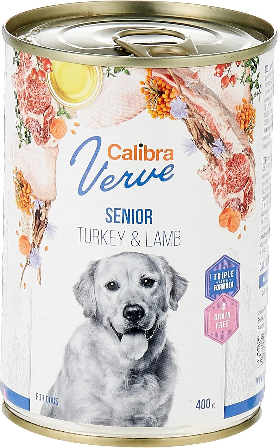 کنسرو سگ کالیبرا Verve GF مخصوص سگ های مسن با طعم بوقلمون و بره 400 گرمی