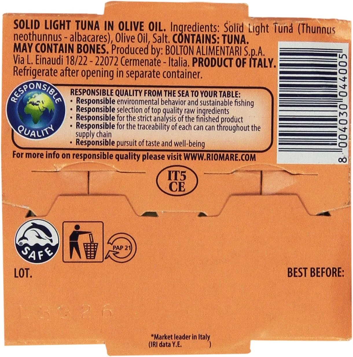 ماهی تن تکه ای ریو ماره در روغن زیتون 160 گرمی