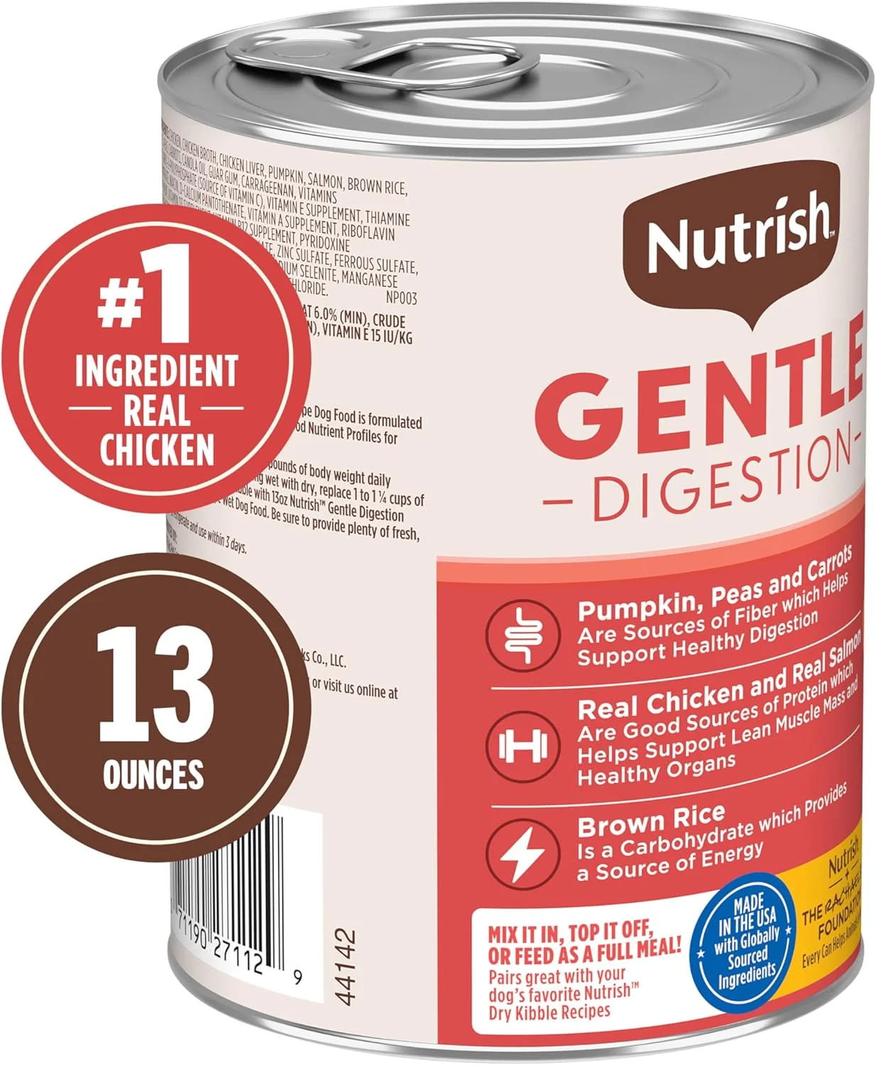 غذای مرطوب سگ با طعم مرغ، کدو تنبل و سالمون ریچل ری نوتریش برای هضم آسان، قوطی 368 گرمی