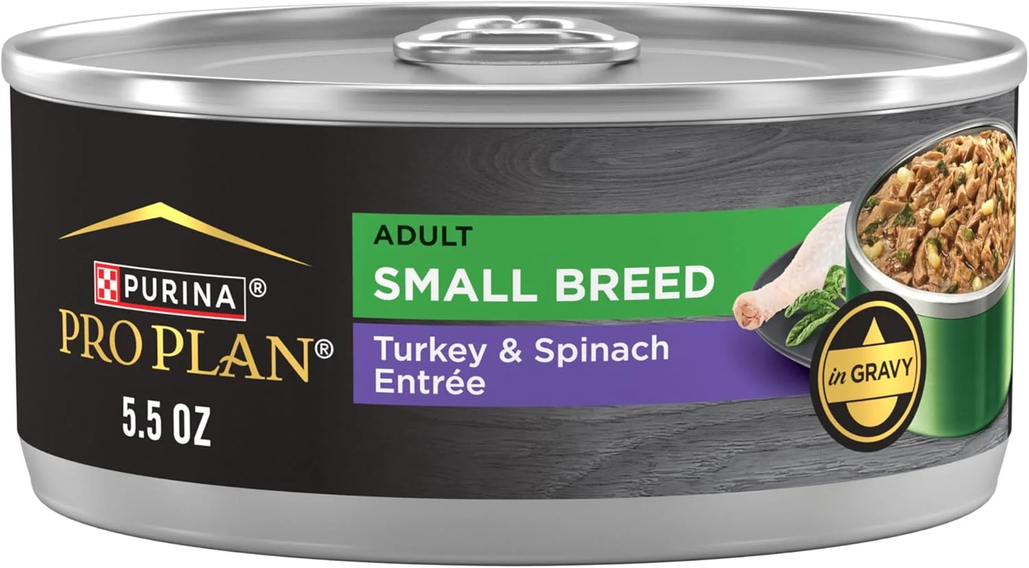 غذای مرطوب سگ نژاد کوچک بالغ Purina Pro Plan با طعم بوقلمون و اسفناج در سس آبدار - (بسته 24 عددی) قوطی 155 گرمی