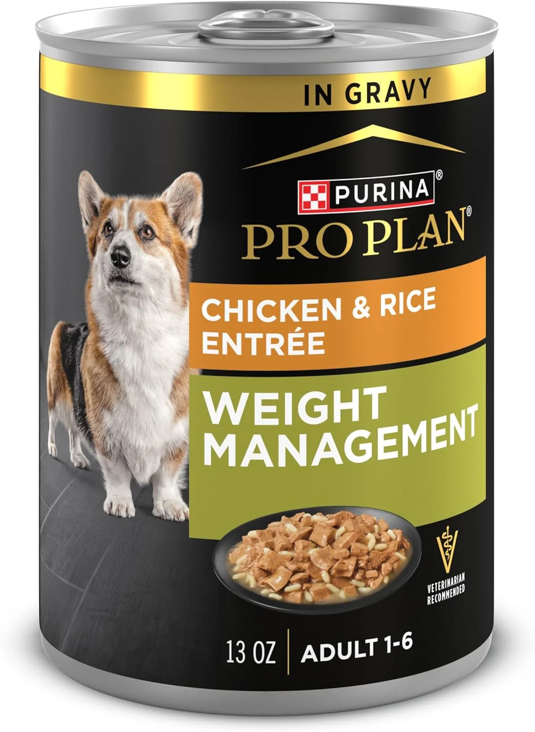 غذای مرطوب سگ بالغ با طعم مرغ و برنج در آب گوشت Purina Pro Plan برای مدیریت وزن - (بسته 12 عددی) قوطی 368 گرمی