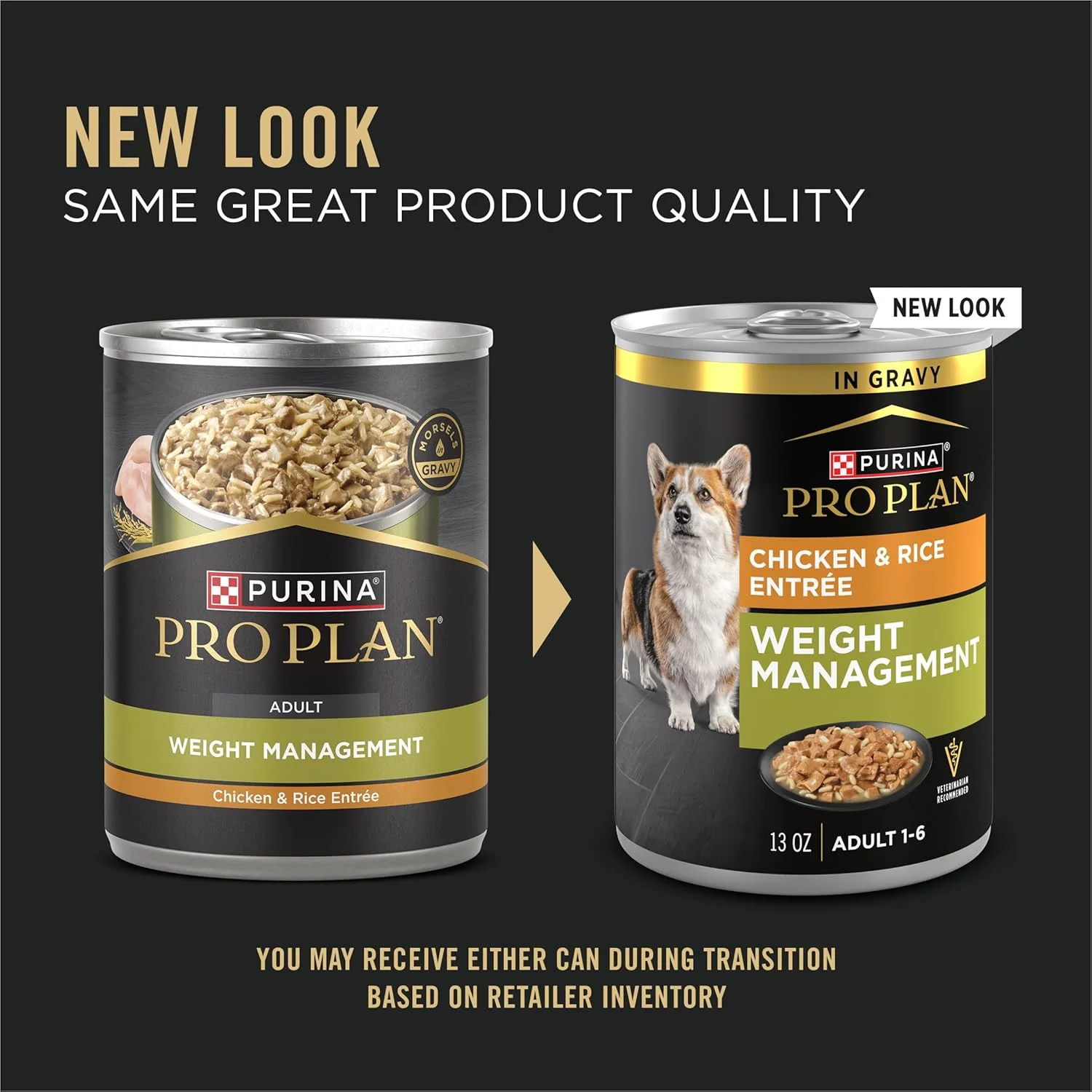 غذای مرطوب سگ بالغ با طعم مرغ و برنج در آب گوشت Purina Pro Plan برای مدیریت وزن - (بسته 12 عددی) قوطی 368 گرمی