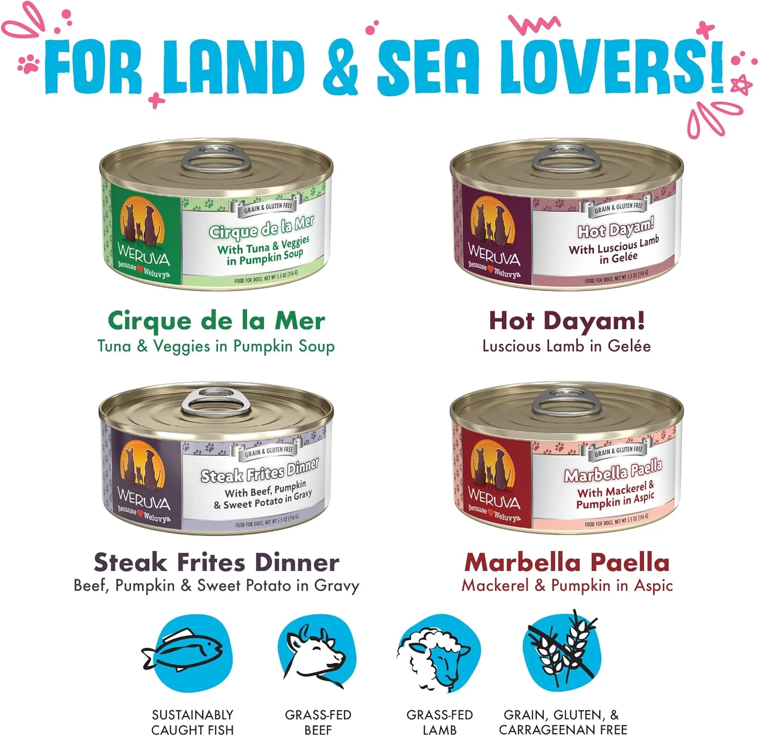 غذای سگ کلاسیک ورووا، بسته متنوع، بدون مرغ، فقط برای من، غذای مرطوب سگ، قوطی 5.5 اونسی (بسته 24 عددی)