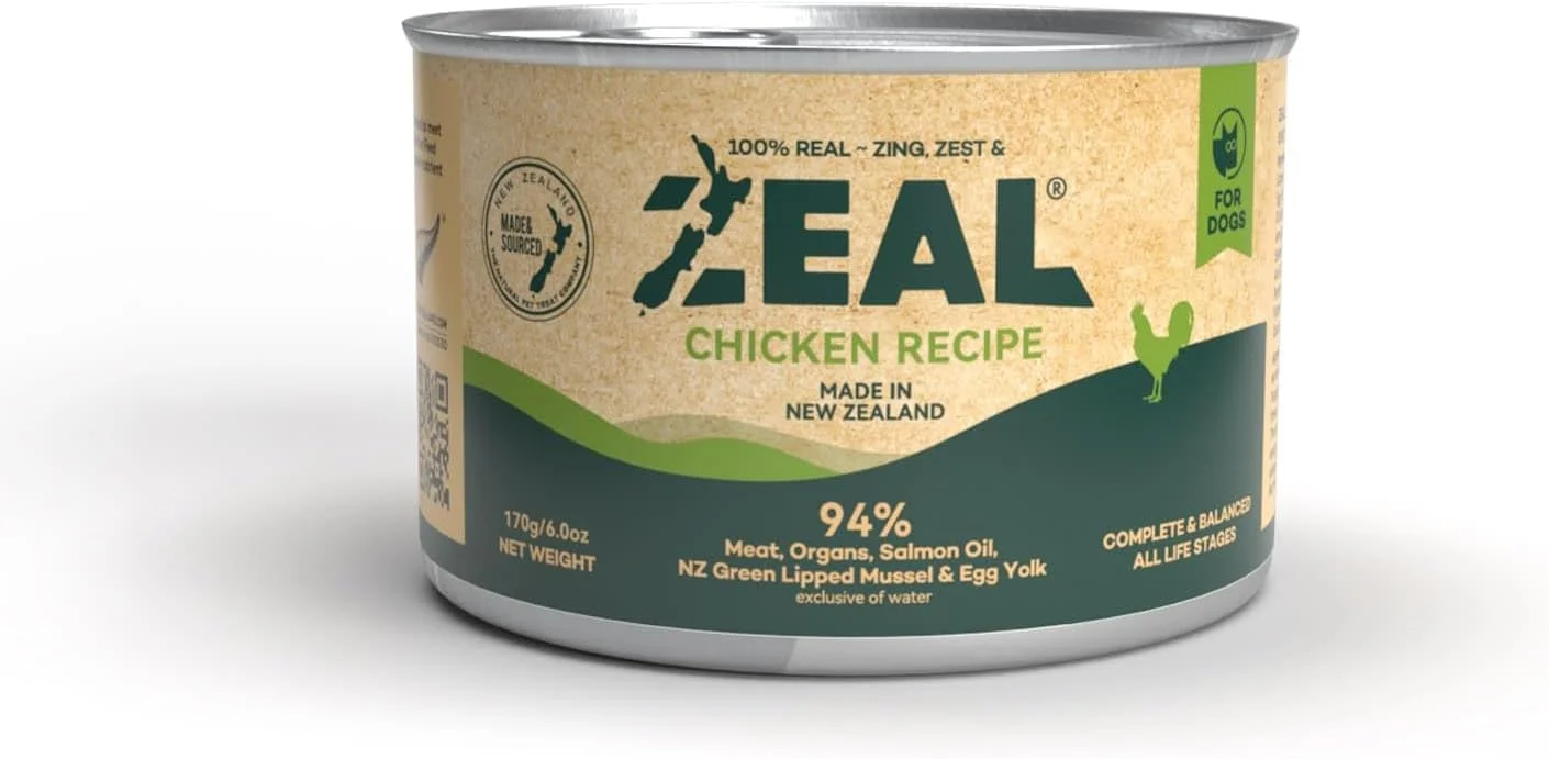 غذای مرطوب سگ با طعم مرغ بدون غلات زیل، مناسب برای تمام سنین، 170 گرمی، ساخت نیوزلند