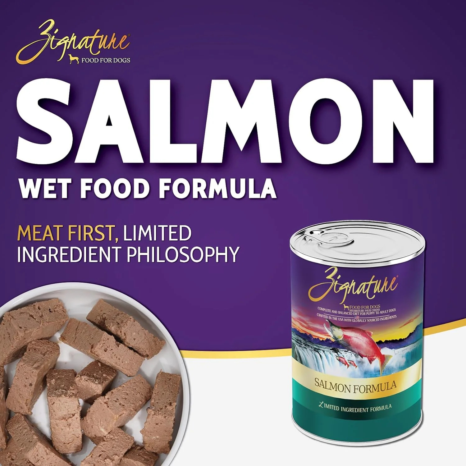 غذای مرطوب سگ بدون غلات با طعم سالمون زیگنیچر، 368 گرم، بسته 12 عددی غذای مرطوب سگ بدون غلات با طعم سالمون زیگنیچر، 368 گرم، بسته 12 عددی