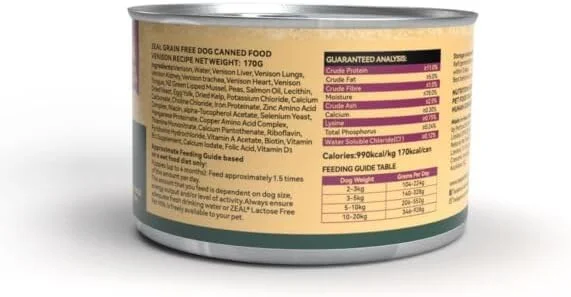 غذای مرطوب سگ با طعم گوشت گوزن بدون غلات زیل، مناسب برای تمام سنین، 170 گرم، ساخت نیوزیلند