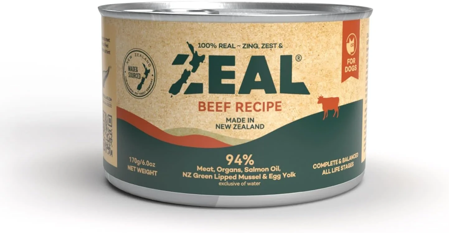 غذای مرطوب سگ با طعم گوشت گاو بدون غلات زیل، مناسب برای تمام مراحل زندگی سگ، 170 گرمی، ساخت نیوزلند