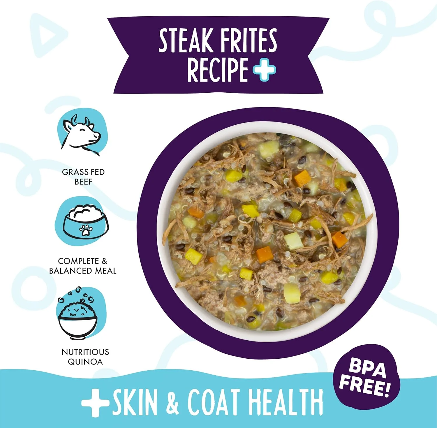 غذای مرطوب سگ وروا، دستور پخت استیک فریتس به همراه کینوا، کدو تنبل و تخم کتان، 100 گرمی (بسته 12 عددی)