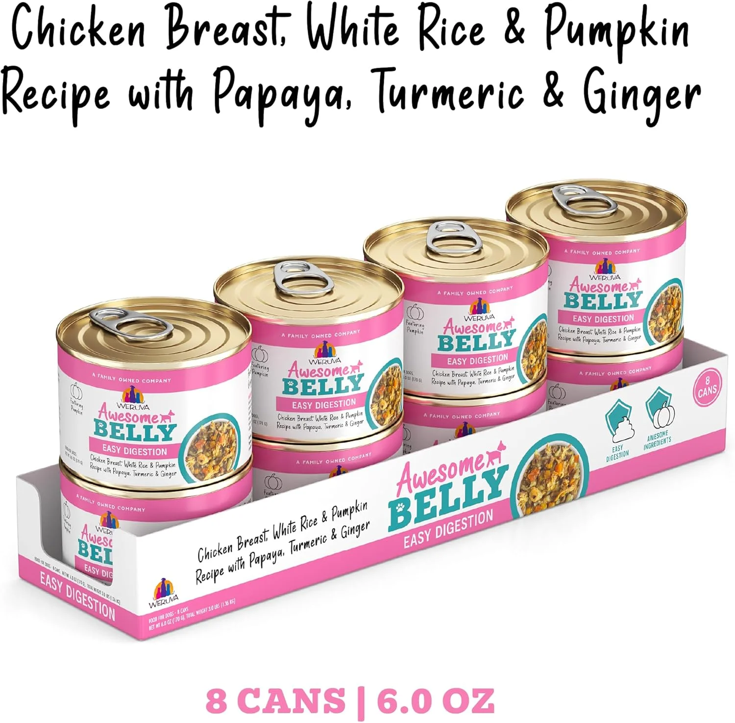 غذای مرطوب سگ ورووا با طعم مرغ، برنج سفید و کدو تنبل با پاپایا، قوطی 170 گرمی (بسته 8 عددی)