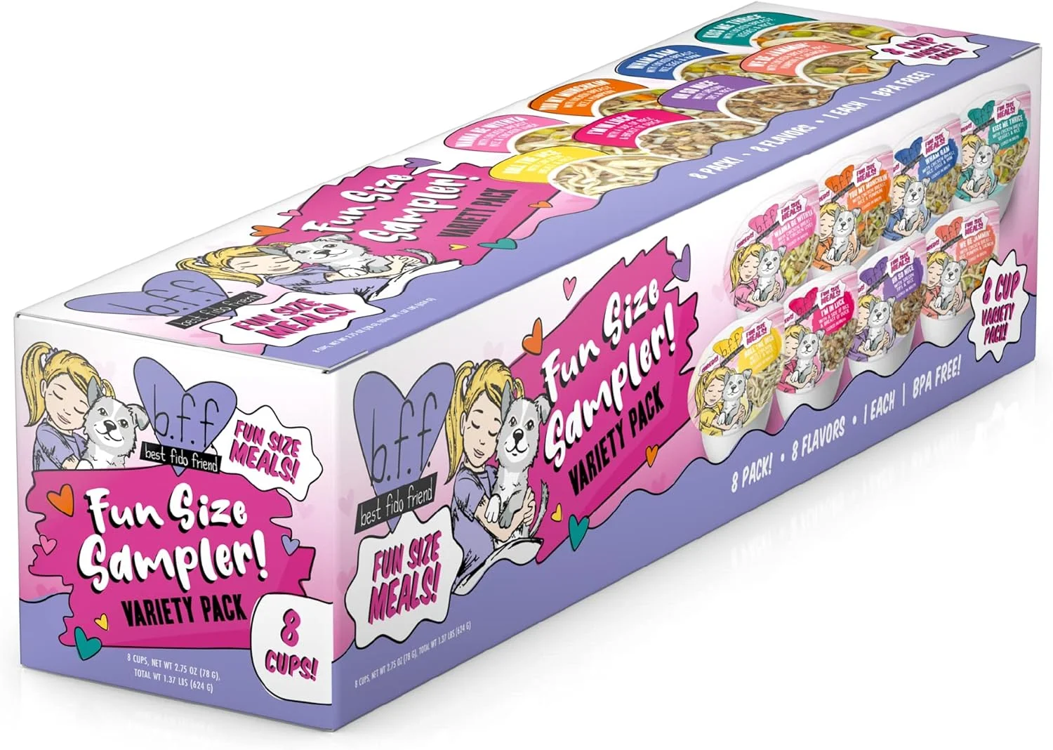 وروا B.F.F. بسته های متنوع غذای مرطوب سگ با اندازه سرگرم کننده، غذای طبیعی سگ