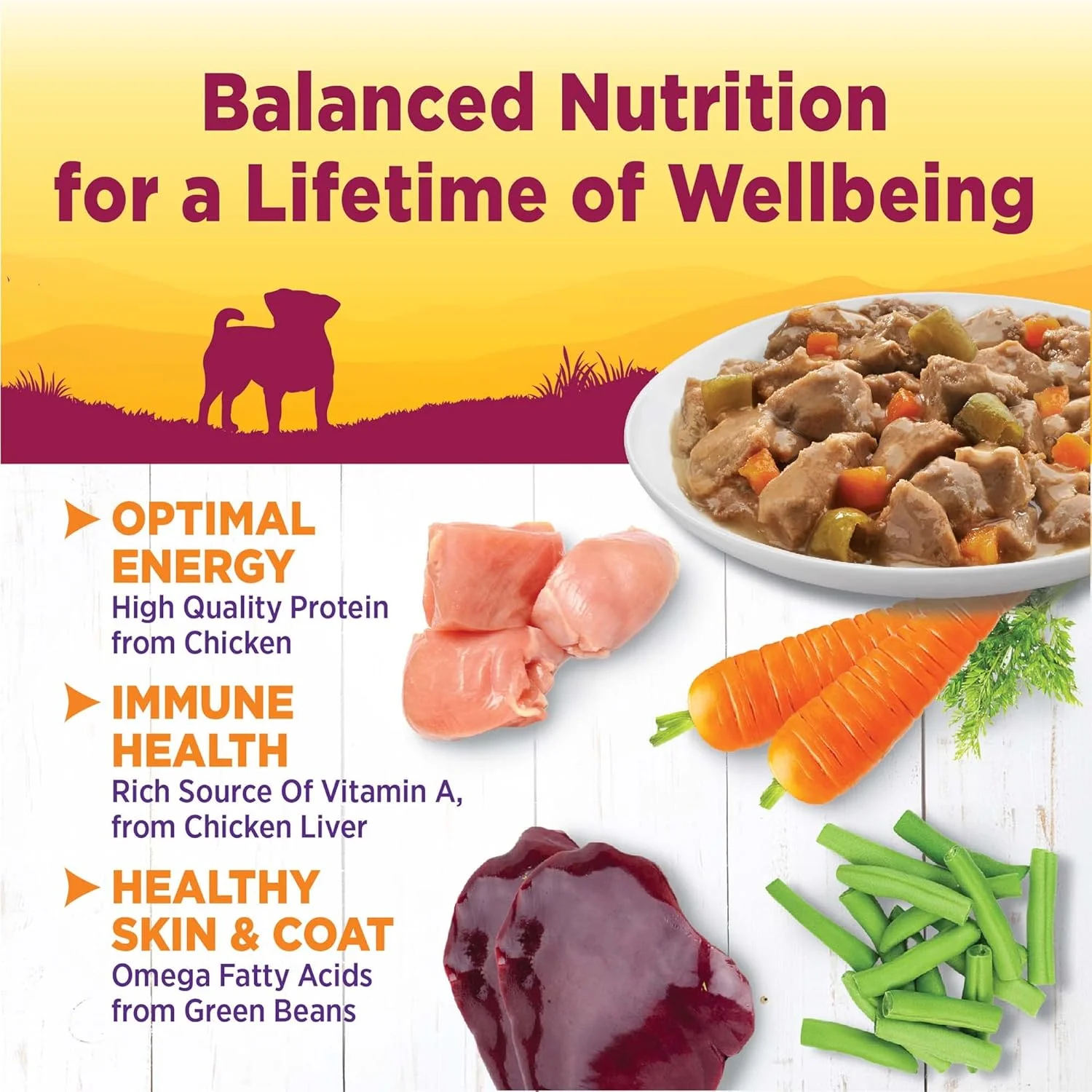 غذای سگ نژاد کوچک ولنس، فیله های کوچک طبیعی مرطوب، طعم مرغ کبابی، گوشت گاو، هویج و لوبیا سبز، پیمانه 85 گرمی (بسته 24 عددی)