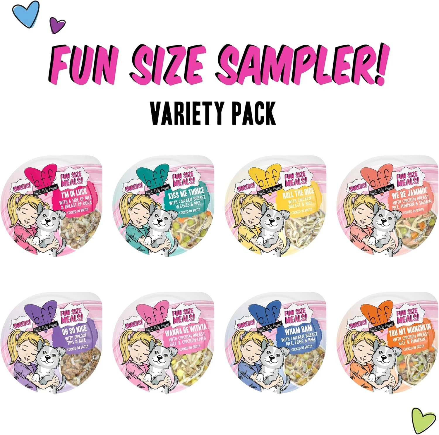 وروا B.F.F. بسته های متنوع غذای مرطوب سگ با اندازه سرگرم کننده، غذای طبیعی سگ