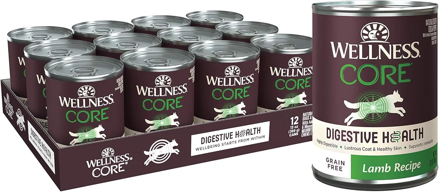 غذای مرطوب سگ بدون غلات با طعم بره Wellness CORE Digestive Health، قوطی 370 گرمی (بسته 12 عددی)
