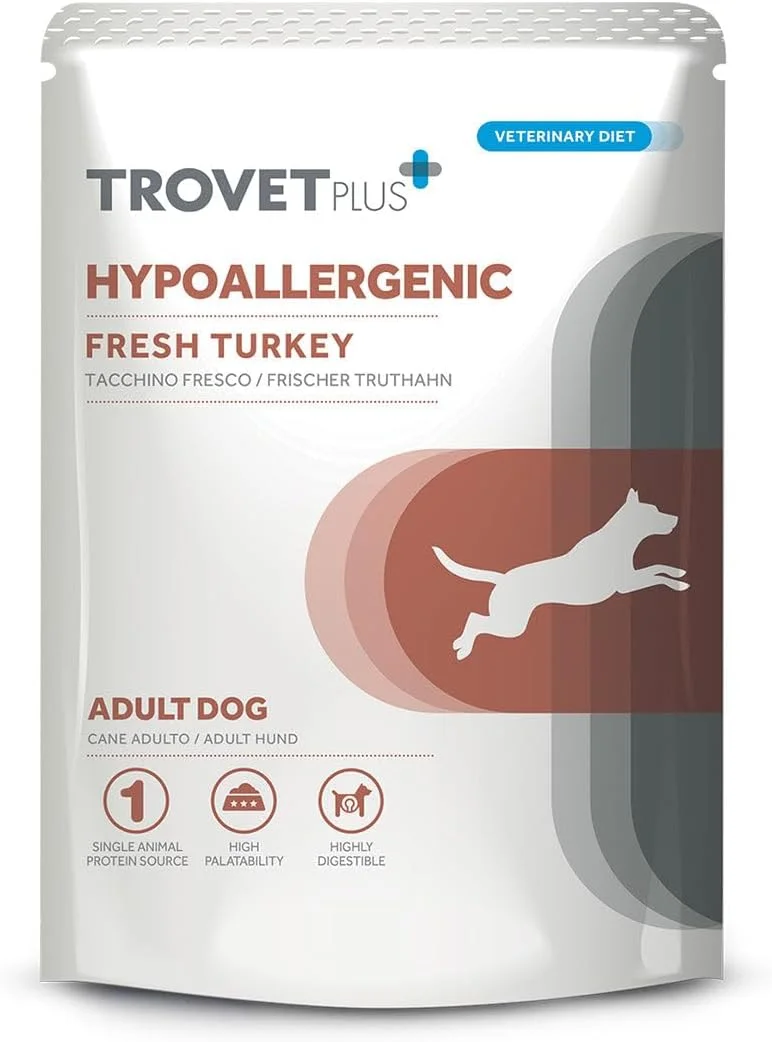 غذای مرطوب سگ Trovet Plus با طعم بوقلمون، غذای رژیمی دامپزشکی، 300 گرمی