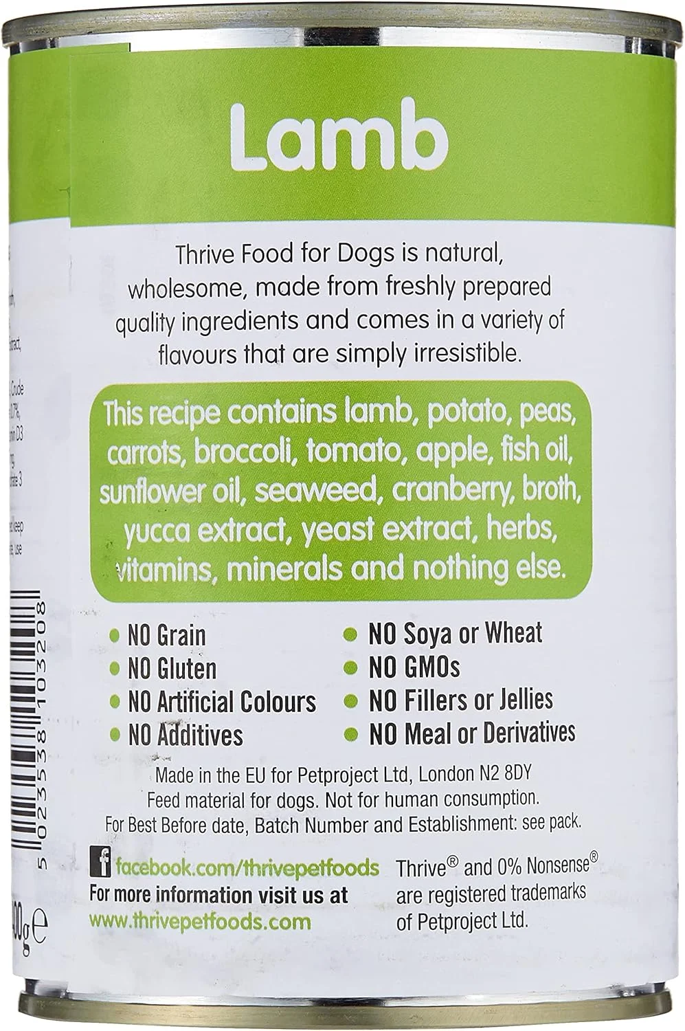 غذای مرطوب سگ با طعم بره Thrive Complete، وزن 395 گرم