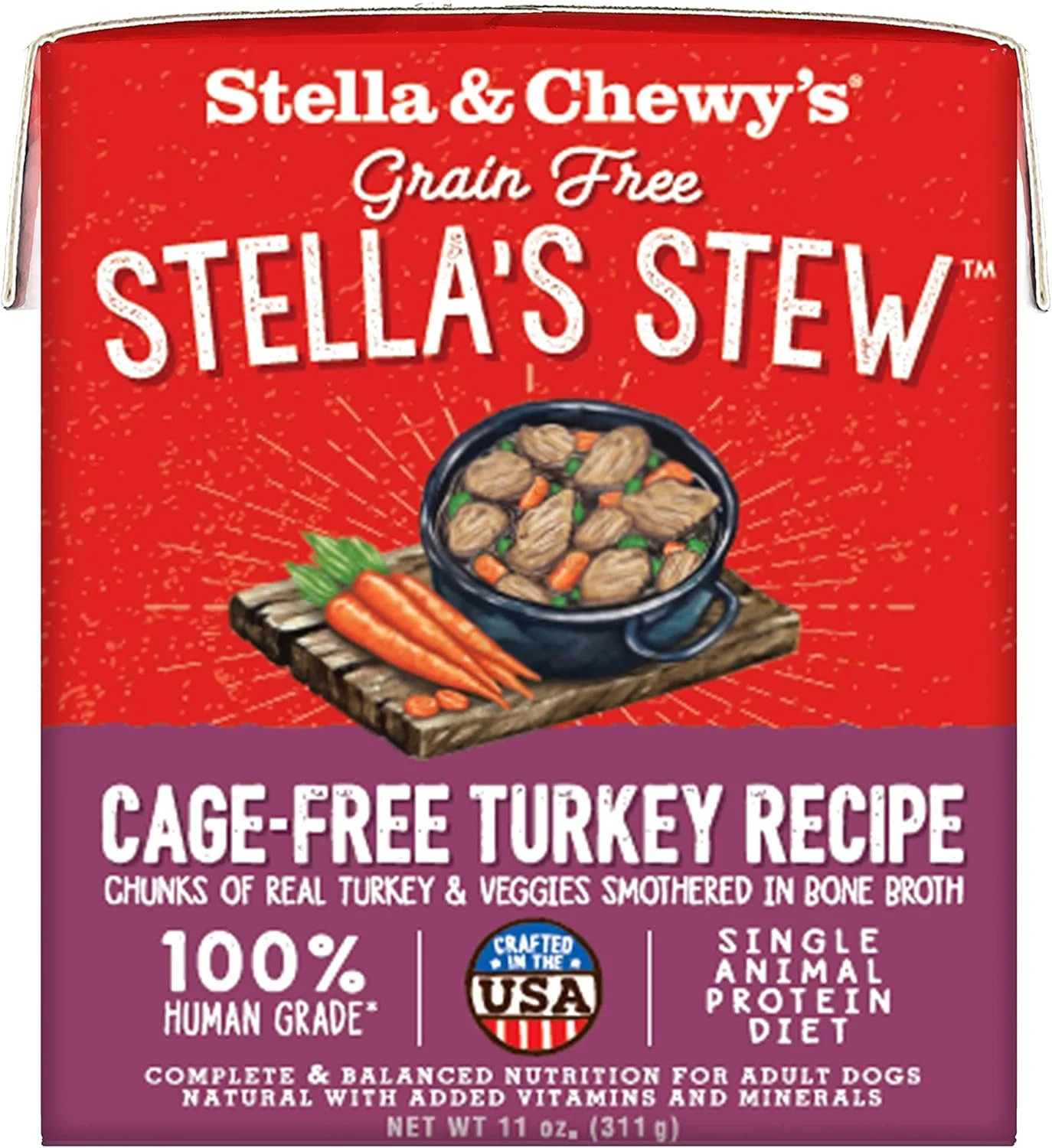 غذای مرطوب سگ Stella & Chewy's – دستور پخت بوقلمون بدون قفس 311 گرم