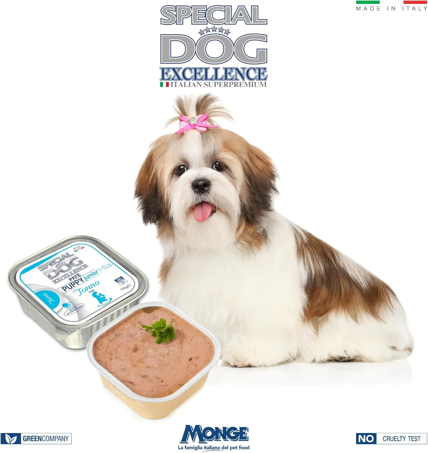 غذای مرطوب سگ بچه و جوان Special Dog Excellence by Monge | با طعم لذیذ پاته ماهی تن | پشتیبانی از هیدراتاسیون و خوش خوراکی | سینی آلومینیومی 150 گرمی | ساخت ایتالیا