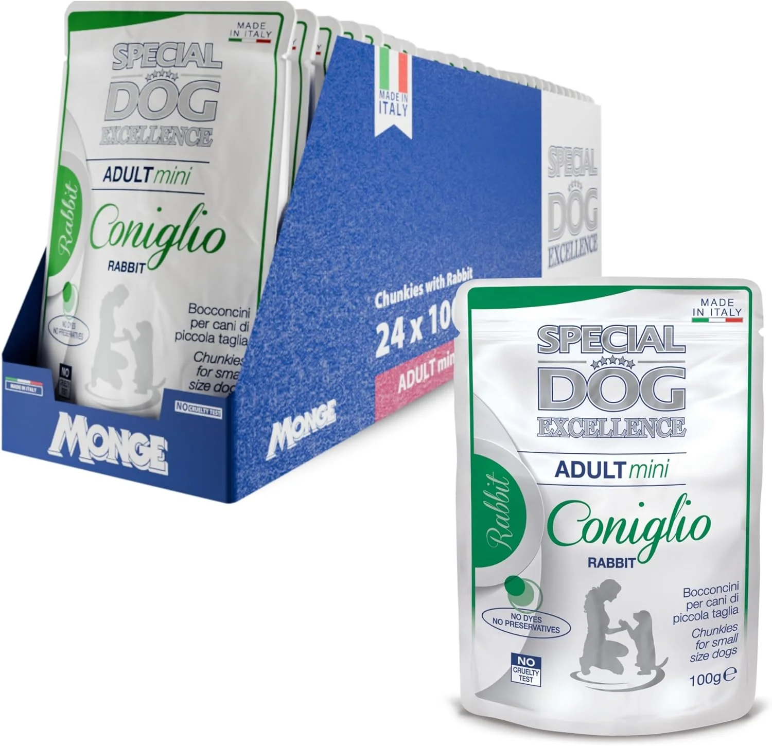 غذای مرطوب سگ بالغ نژاد کوچک با طعم خرگوش Special Dog Excellence by Monge | بسته 24 عددی 100 گرمی | ساخت ایتالیا