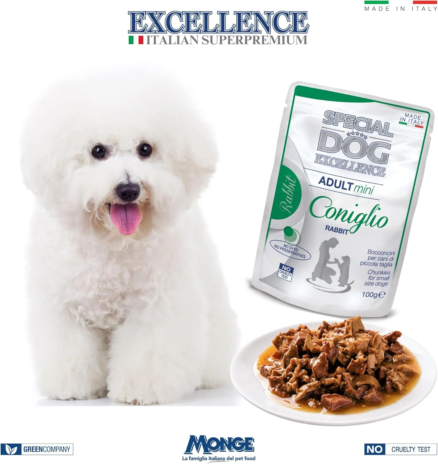 غذای مرطوب سگ بالغ نژاد کوچک با طعم خرگوش Special Dog Excellence by Monge | بسته 24 عددی 100 گرمی | ساخت ایتالیا