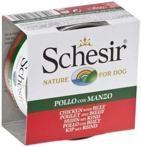 کنسرو غذای مرطوب سگ شسیر با طعم فیله مرغ و گوشت گاو 150 گرمی (3 عدد)