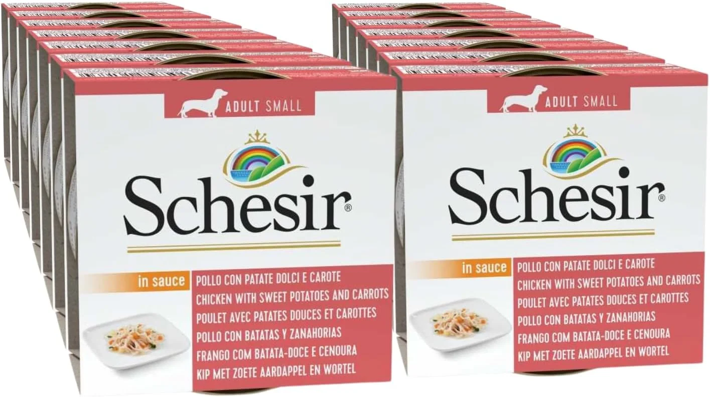 کنسرو غذای مرطوب سگ شسیر - مرغ با سیب زمینی و هویج - 85 گرمی (14 عدد)