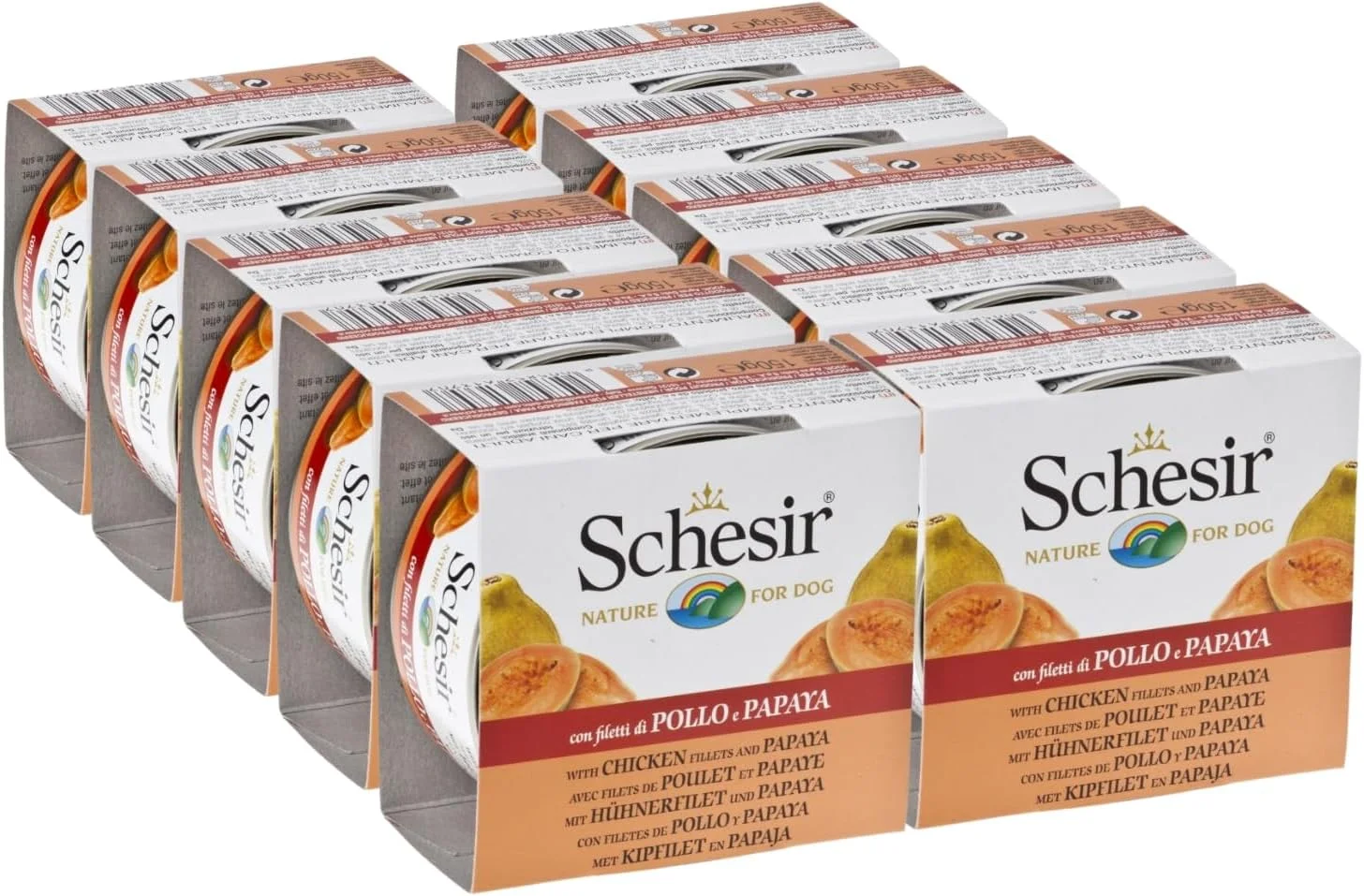 غذای مرطوب سگ شسیر - فیله مرغ با پاپایا 150 گرمی بسته 10 عددی