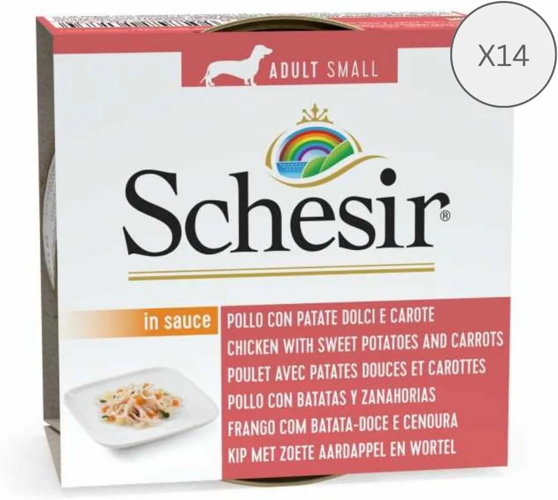 کنسرو غذای مرطوب سگ شسیر - مرغ با سیب زمینی و هویج - 85 گرمی (14 عدد)